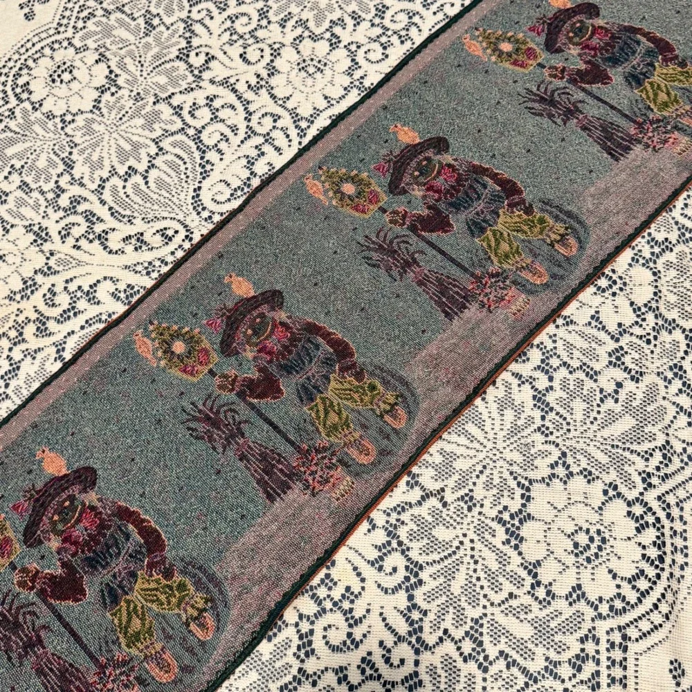 Scarecrow on Pumpkin Tapestry Table Runner Halloween Autumn‎ Fall Harvest